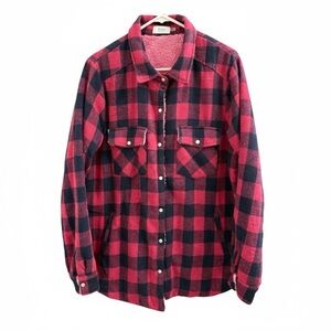 🆕 Blue Ivy | Pink and Black Plaid Teddy Jacket with Pearl Snap Buttons NWOT